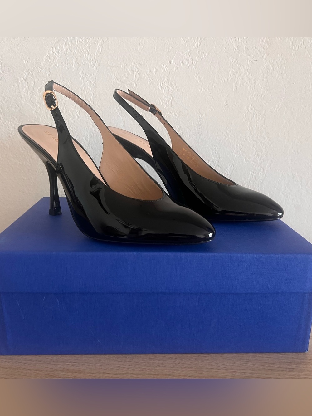 Stuart Weitzman Black Patent Slingback Pumps